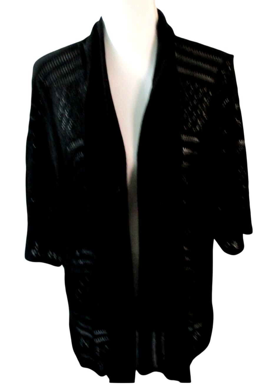 Notations Women's Plus Black Short Sleeve Open Front Cardigan Sweater Size 3X
